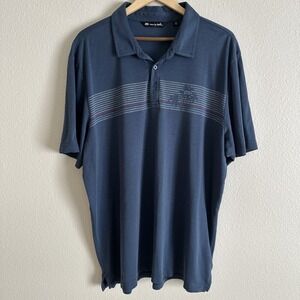 Travis Mathew Mens Slim Fit Polo XXL Blue Striped Pima Cotton Blend